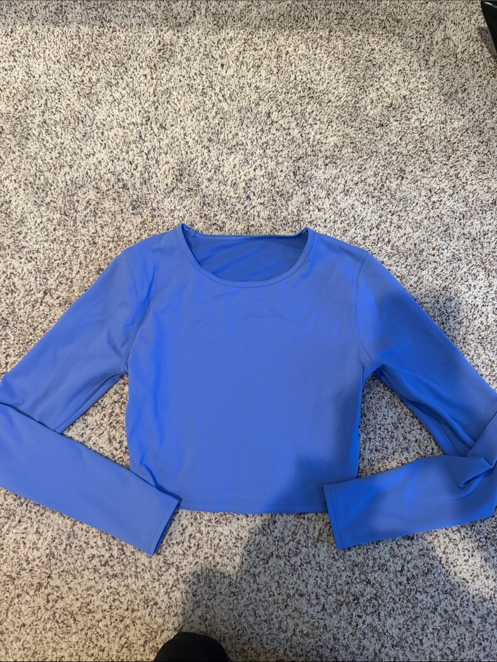 lululemon athletica Long-Sleeve Cropped Tee in Periwinkle Blue